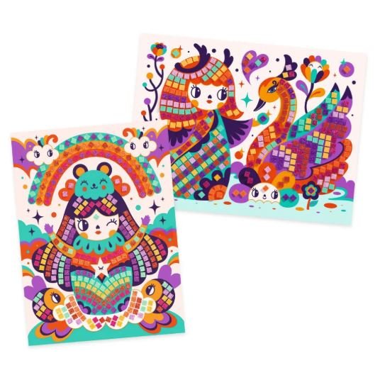 Djeco Mosaicos Kyoto, 2 Tableros De 21x28 Cm Con Pegatinas De Espuma Brillante