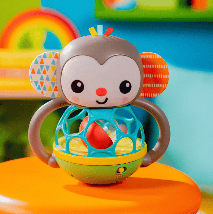 brinquedo sensorial macaquinho bright starts chocalho de bebe d3